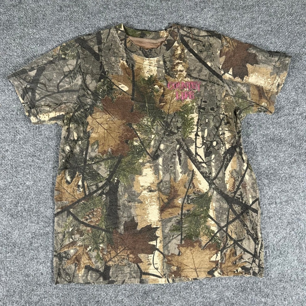 U.S. Vintage T-Shirt Mens Size M Camo Pink Country Life Deer Skull Graphic Tee